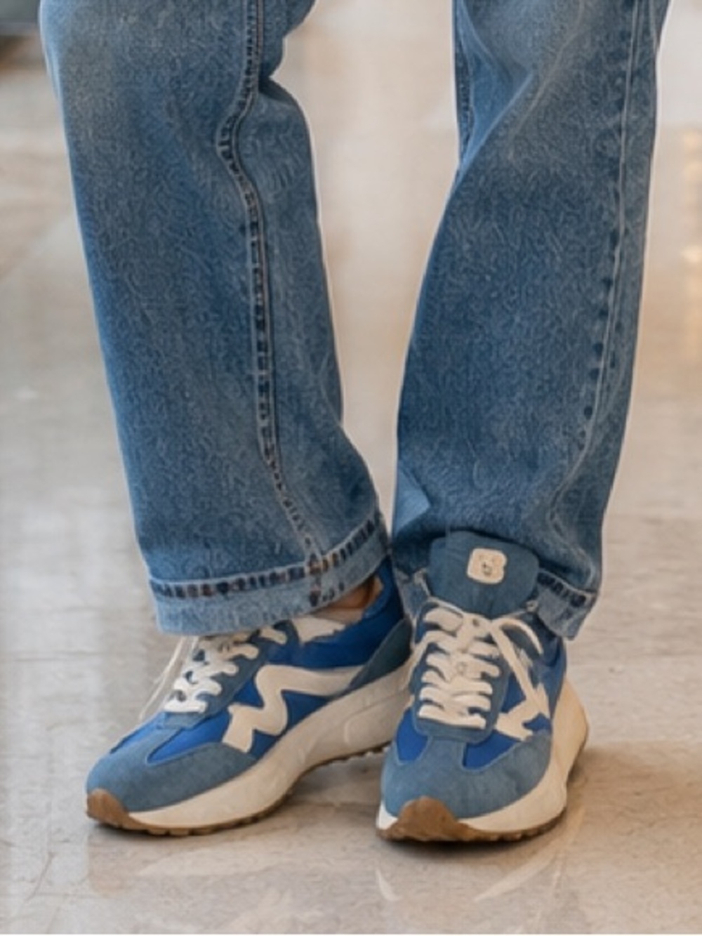 Steve Madden Campo Cobalt Blue Sawtooth Suede Retro Sneaker Women 7.5 Colorblock - Picture 4 of 13